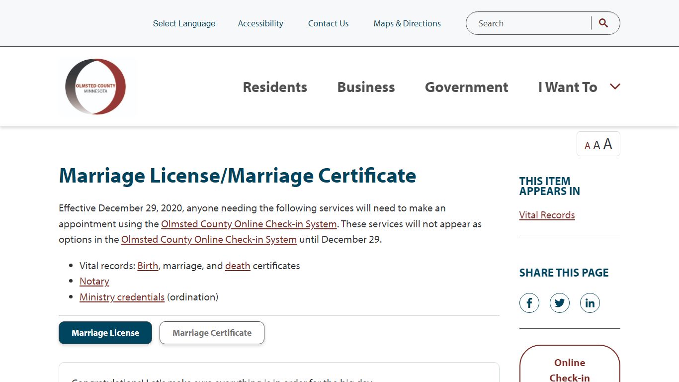 Marriage License/Marriage Certificate | Olmsted County, MN